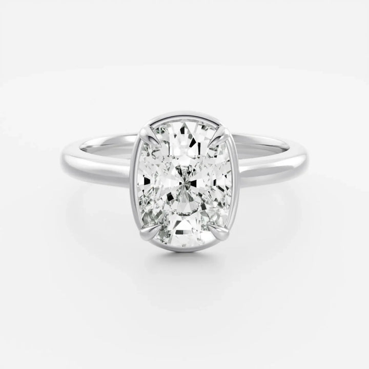1.50CT Bezel Set Elongated Cushion Cut Lab Grown Diamond Solitaire Engagement Ring