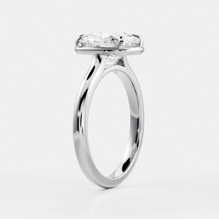 1.50CT Bezel Set Elongated Cushion Cut Lab Grown Diamond Solitaire Engagement Ring