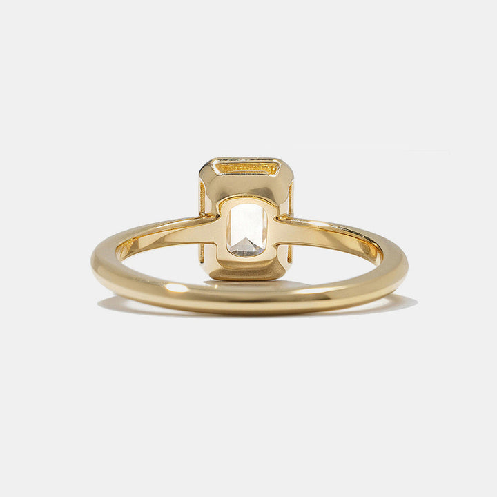 0.75CT Bezel Set Emerald Cut Lab Grown Diamond Solitaire Engagement Ring