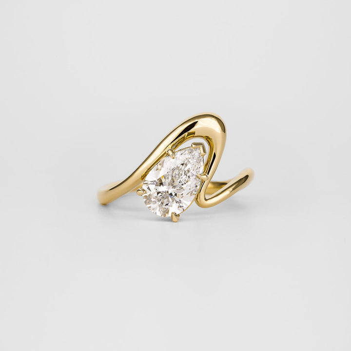 1.0CT-2.0CT Pear Cut Lab Grown Diamond Unique Engagement Ring