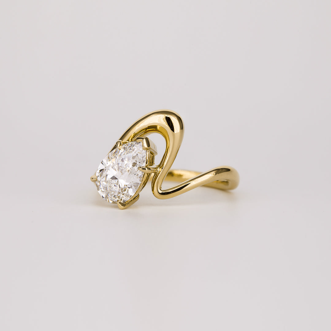1.0CT-2.0CT Pear Cut Lab Grown Diamond Unique Engagement Ring