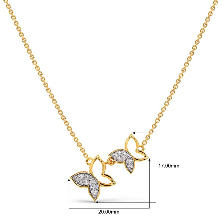 Round CVD Diamond Butterfly Pendant Necklace Designs