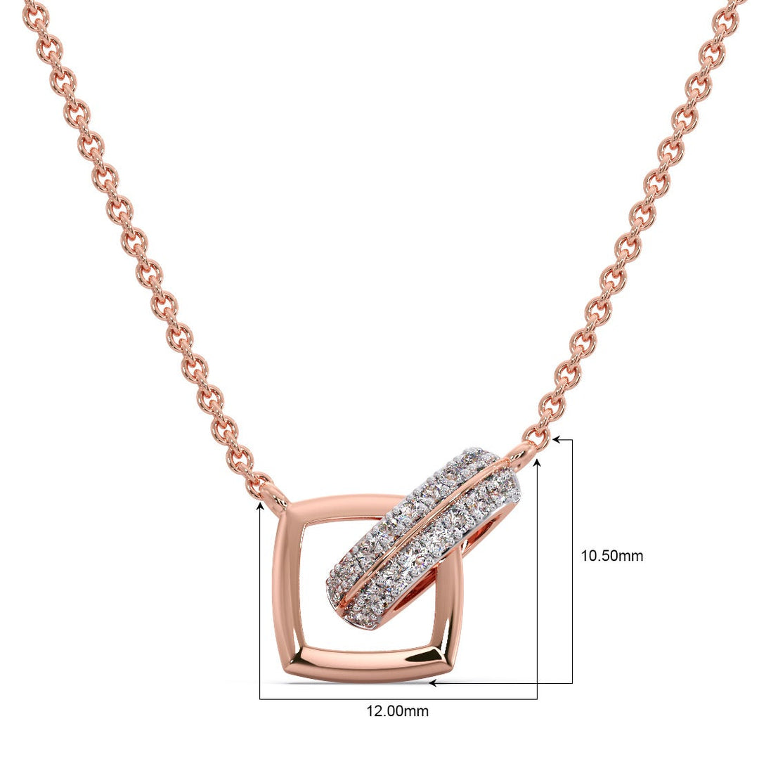 Round CVD Diamond Open Square Pendant Necklace