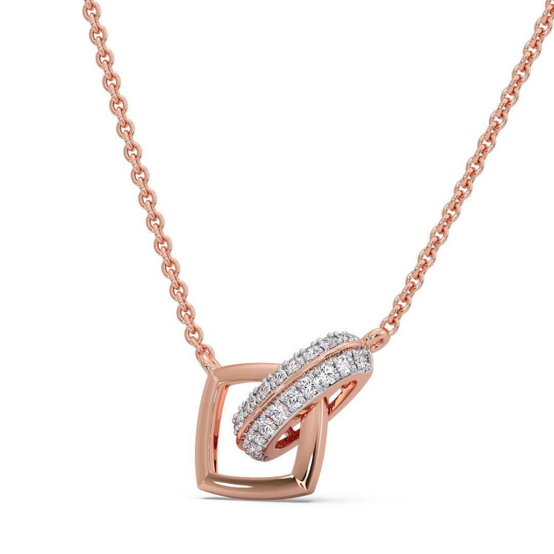 Round CVD Diamond Open Square Pendant Necklace
