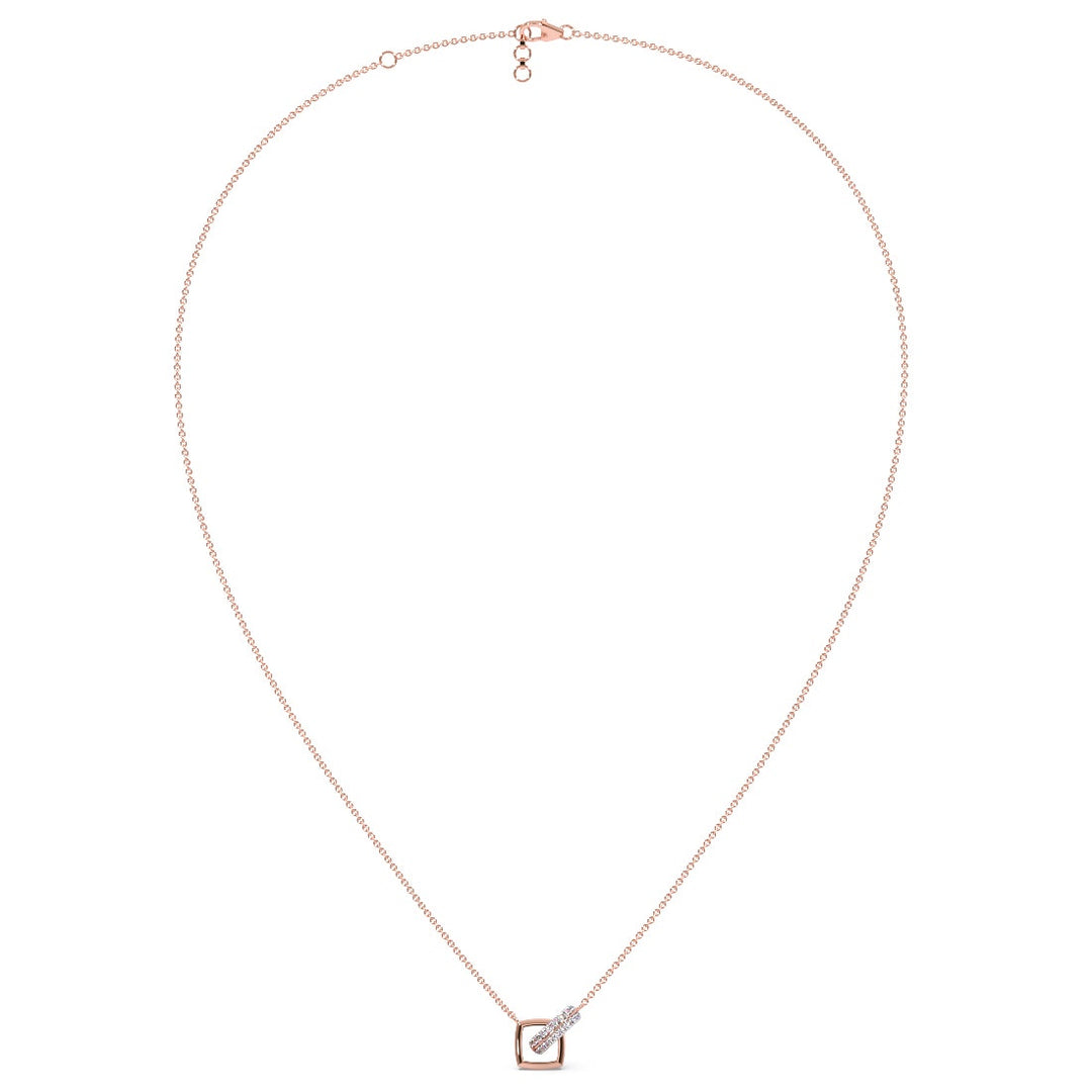 Round CVD Diamond Open Square Pendant Necklace