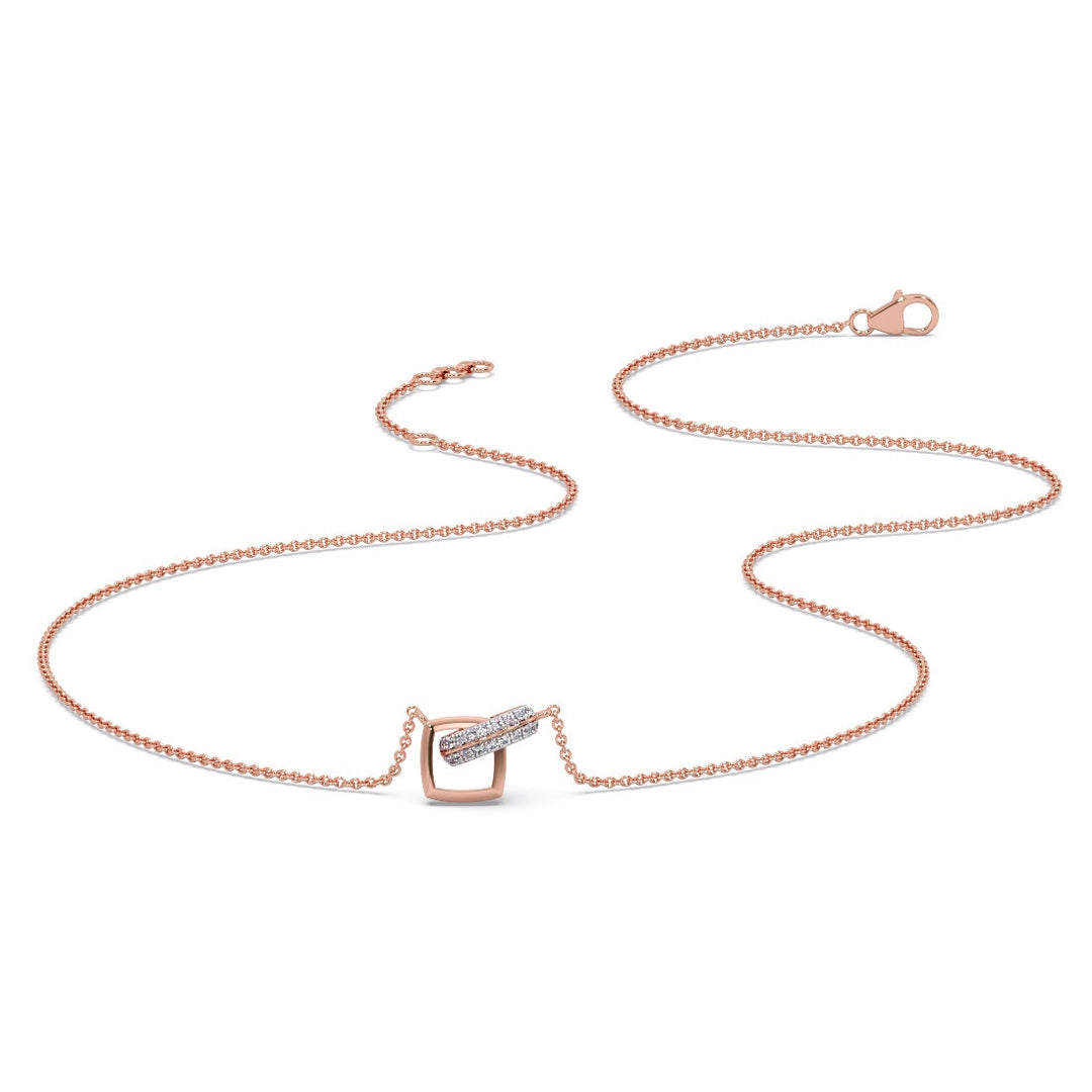 Round CVD Diamond Open Square Pendant Necklace