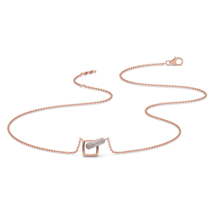 Round CVD Diamond Open Square Pendant Necklace