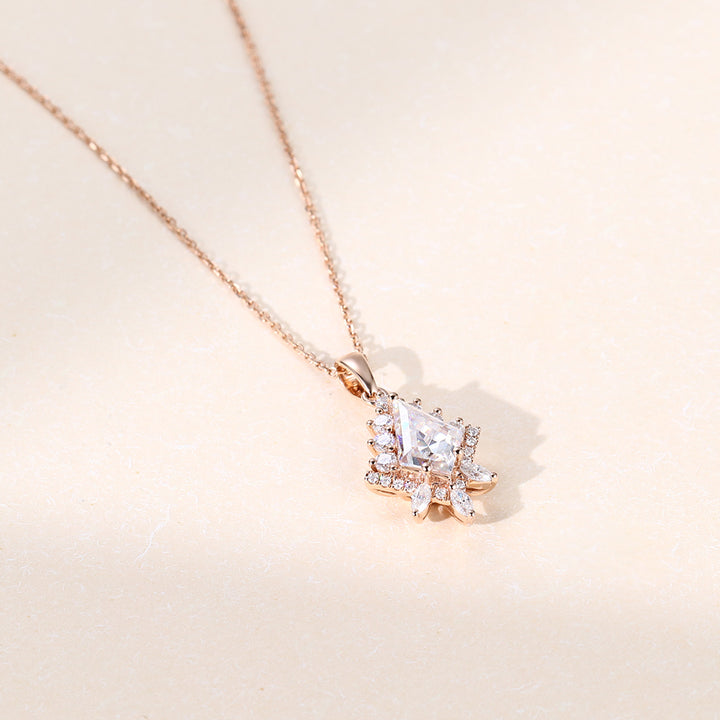 Kite Cut Lab Grown Diamond Art Deco Pendant Necklace For Women