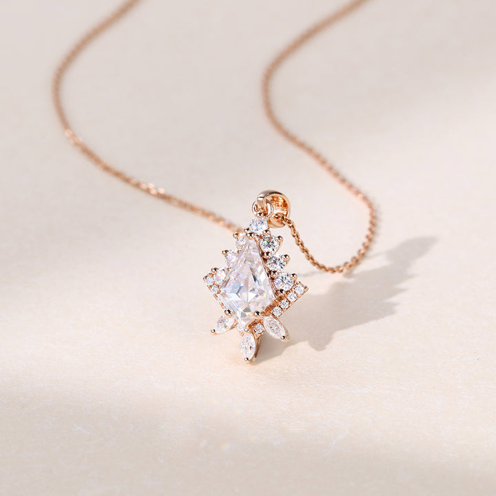 Kite Cut Lab Grown Diamond Art Deco Pendant Necklace For Women