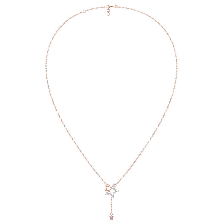 Round Lab Grown Diamond Star Lariat Pendant Necklace