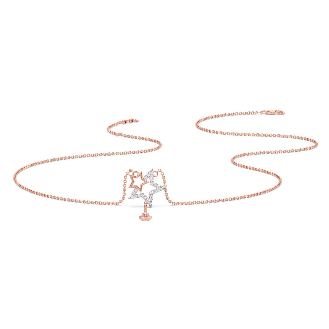 Round Lab Grown Diamond Star Lariat Pendant Necklace