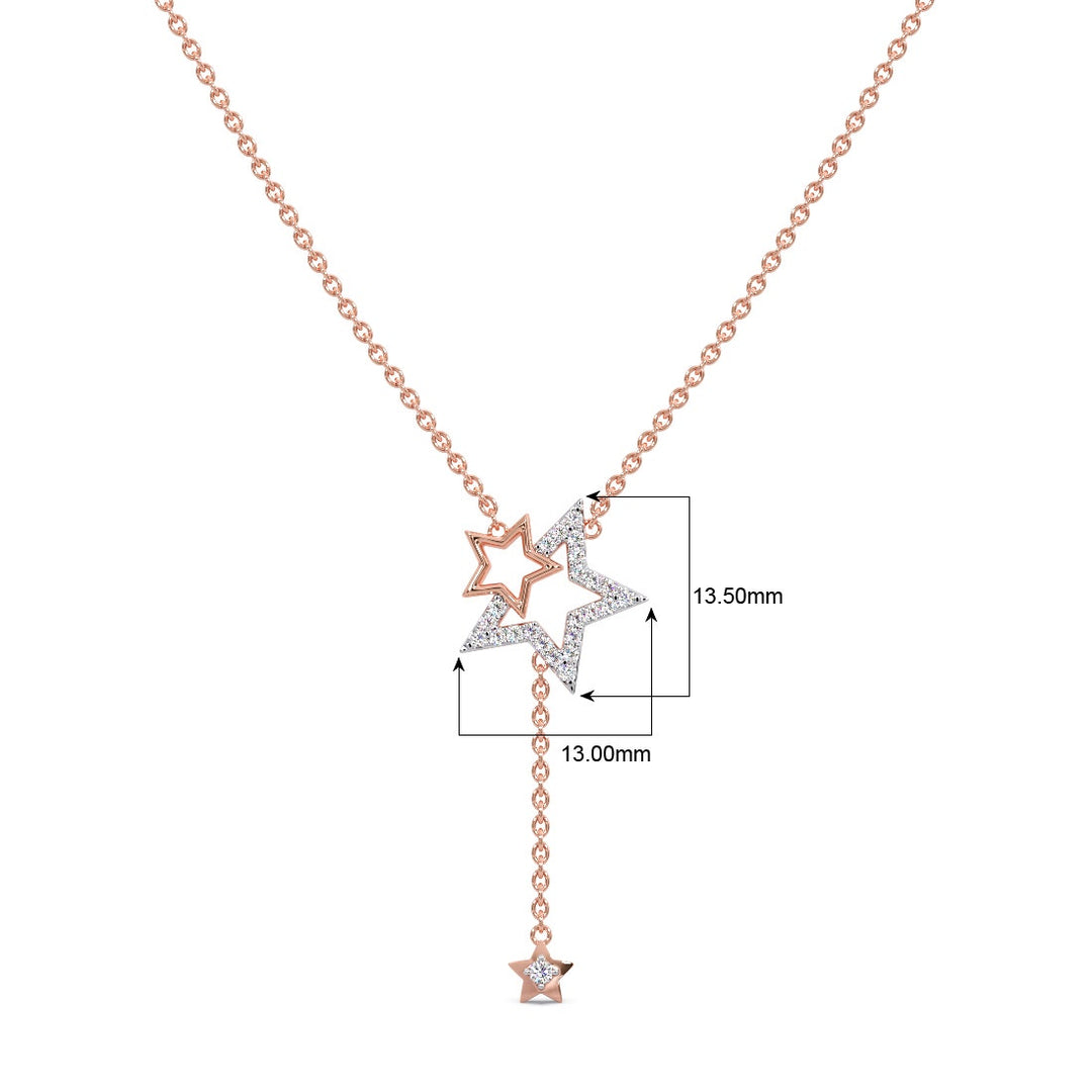 Round Lab Grown Diamond Star Lariat Pendant Necklace