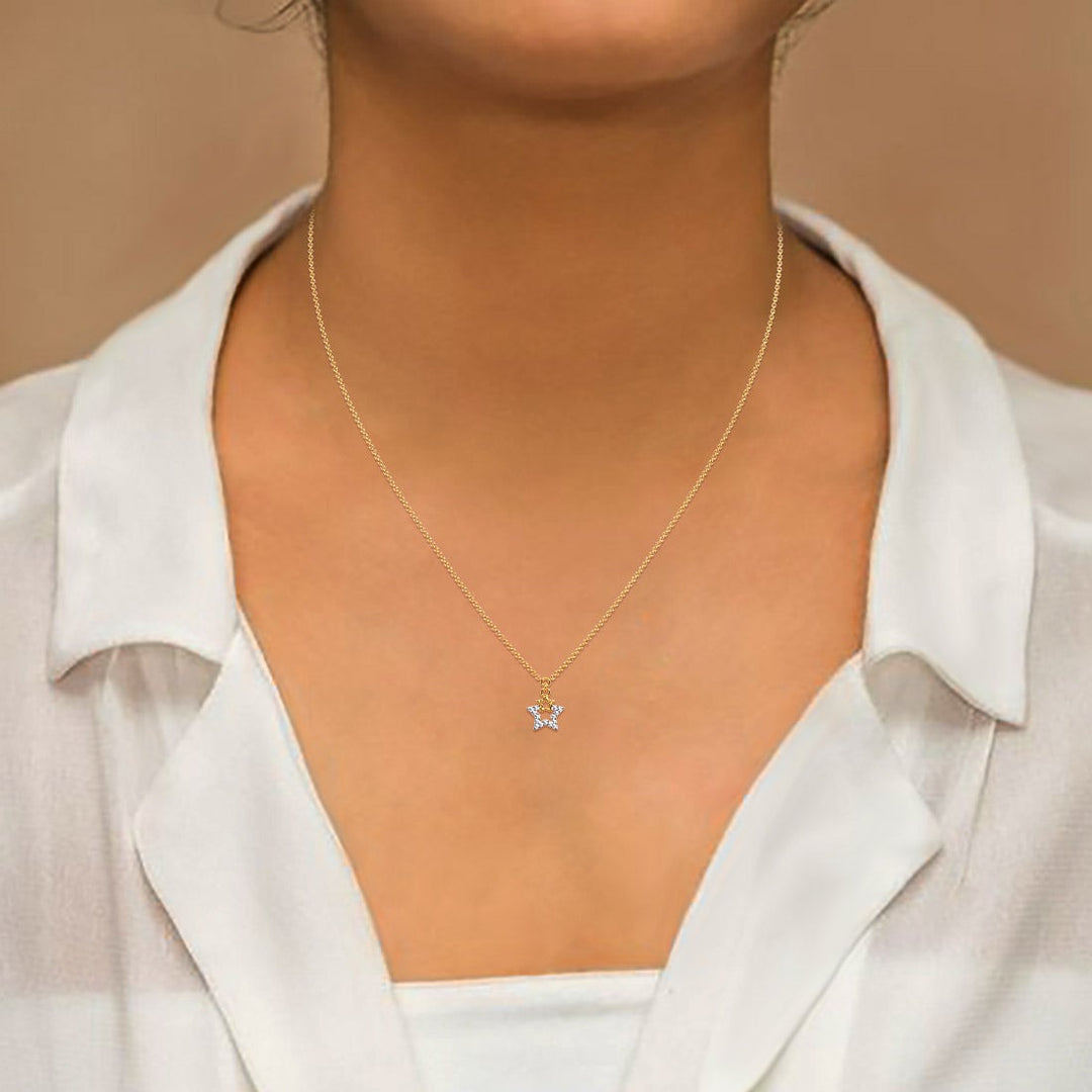 Round Lab Grown Diamond Star Pendant Necklace