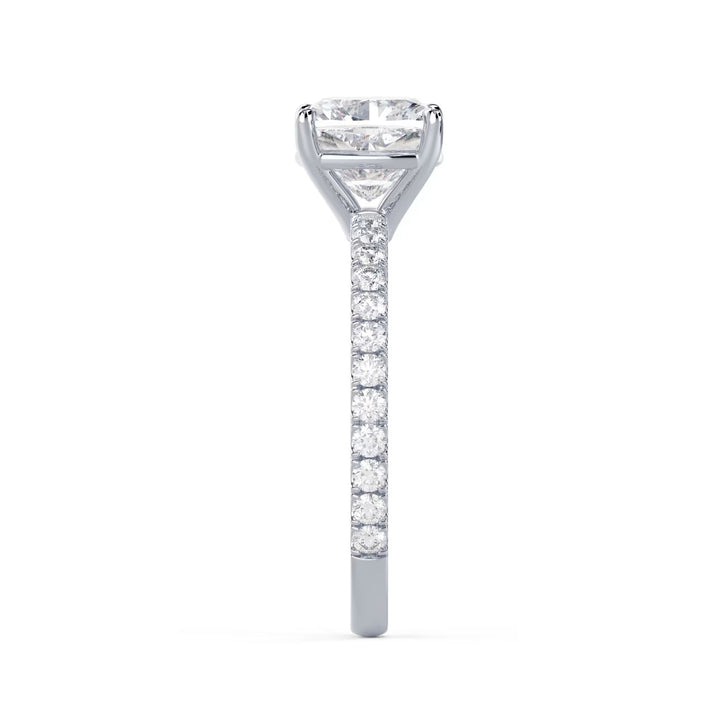 1.50CT Cushion E/VS1 Lab Grown Diamond Pave Engagement Ring
