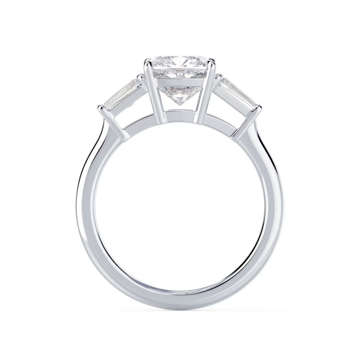 1.50CT Elongated Cushion E/VS1 Lab Grown Diamond Three Stone Engagement Rings