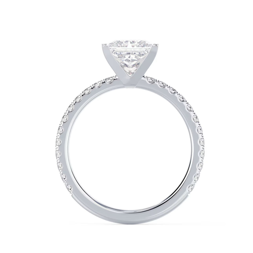 1.50CT Princess E/VS2 Lab Grown Diamond Pave Engagement Ring