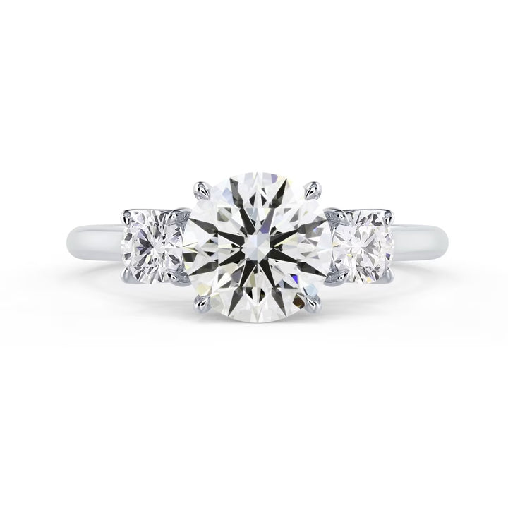 1.50CT Round Cut E/VS2 Lab Grown Diamond Three Stone Engagement Rings