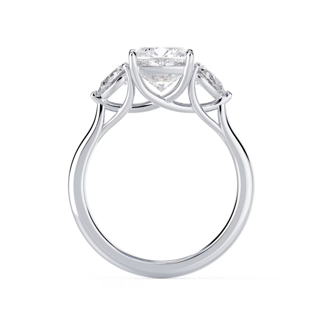 1.50CT Elongated Cushion E/VS2 Lab Grown Diamond Three Stone Engagement Rings