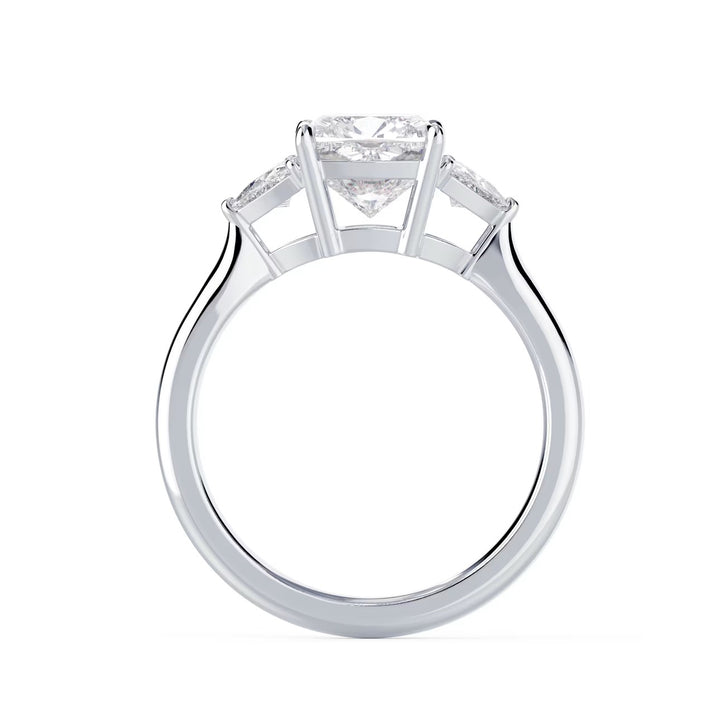 1.50CT Elongated Cushion E/VS2 Lab Grown Diamond Three Stone Engagement Rings