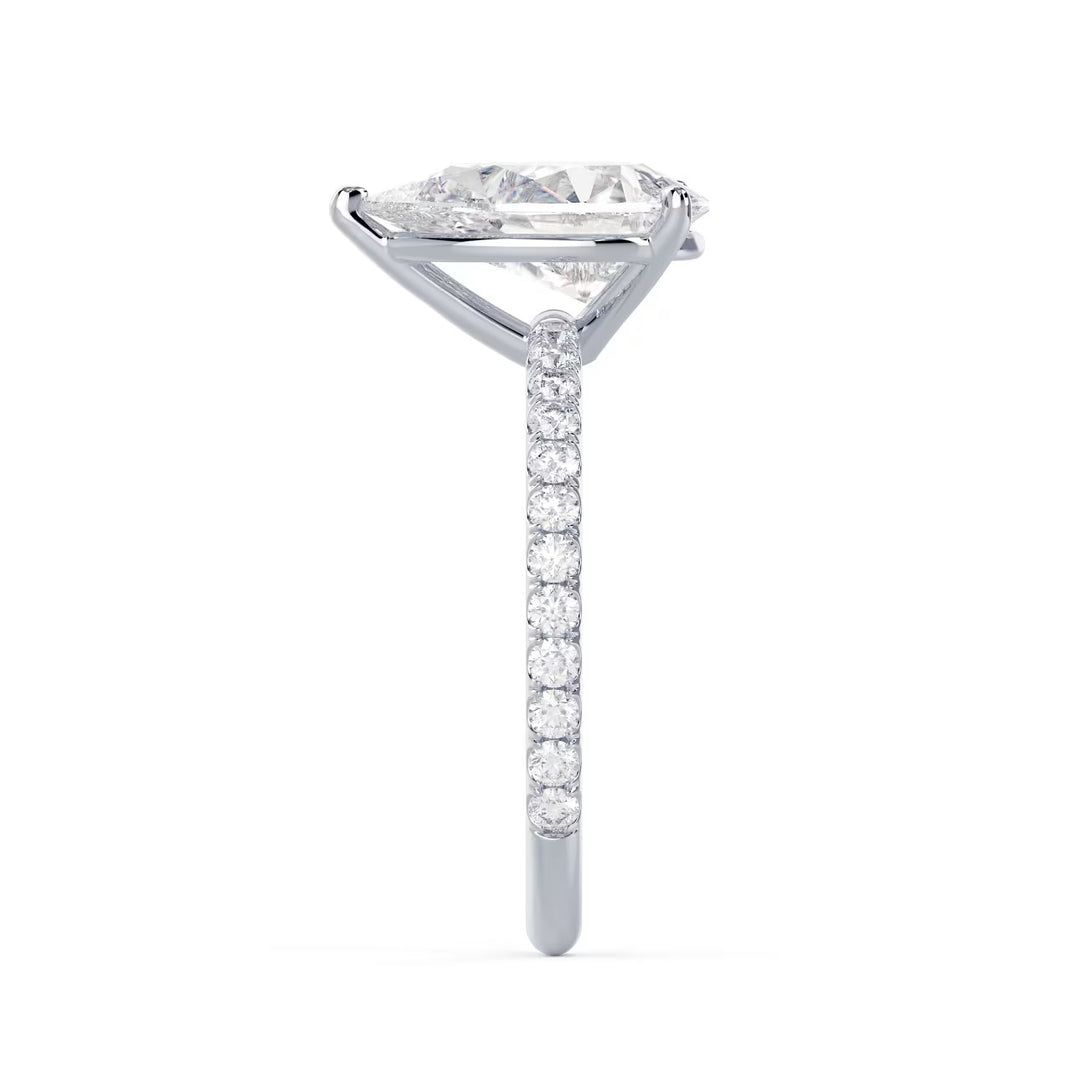 1.50CT Pear E/VS1 Lab Grown Diamond Pave Engagement Ring