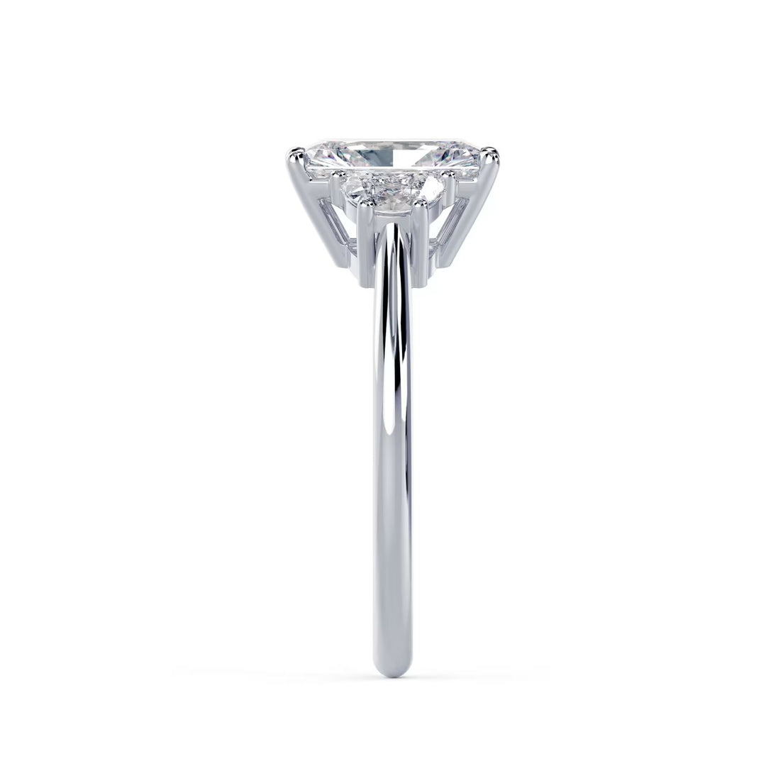 1.50CT Radiant Cut E/VS1 Lab Grown Diamond Three Stone Engagement Rings