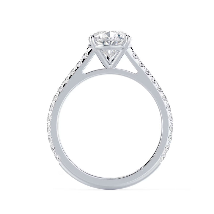 1.50CT Pear E/VS2 Lab Grown Diamond Cathedral Pave Engagement Ring