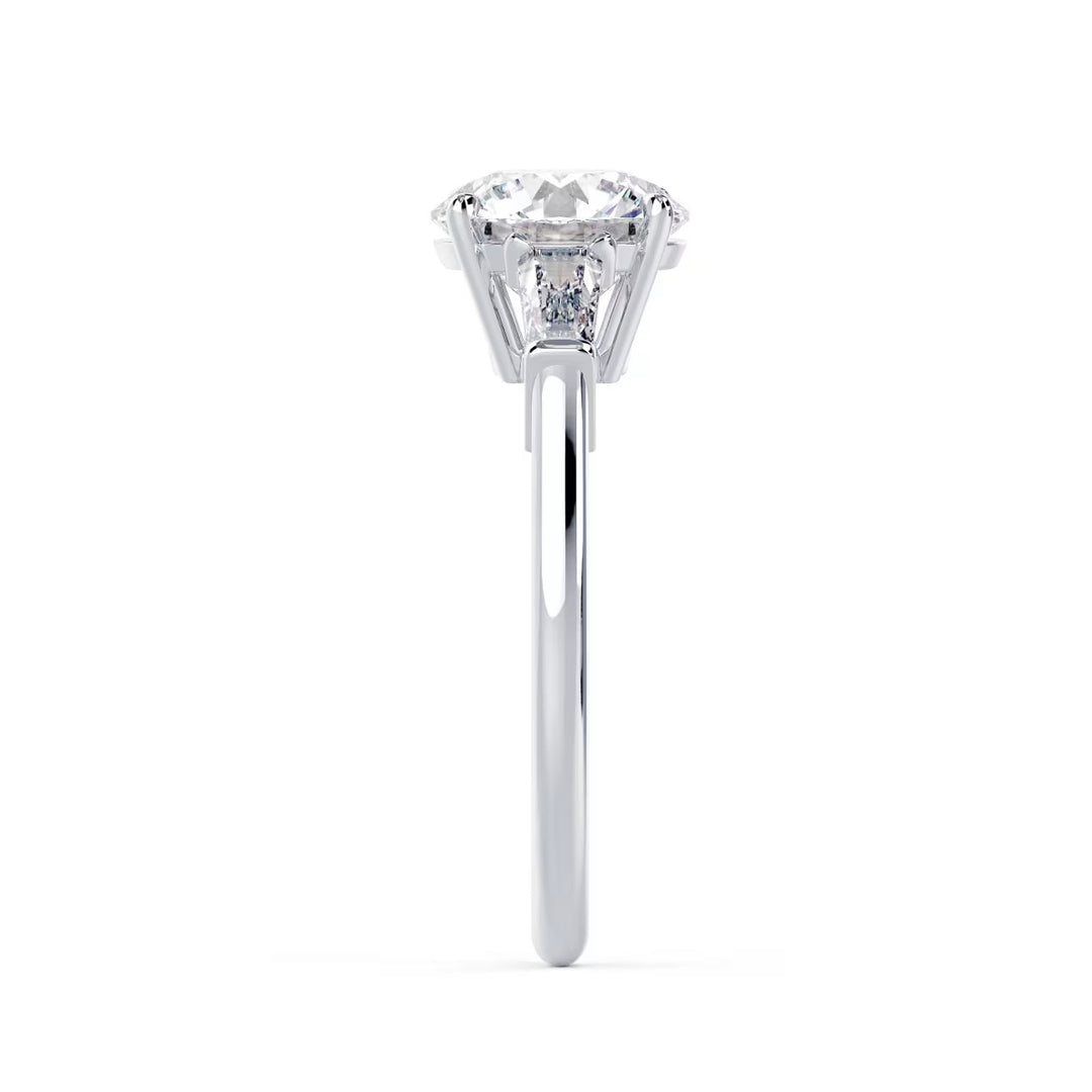 1.50CT Round Cut E/VS2 Lab Grown Diamond Three Stone Engagement Rings