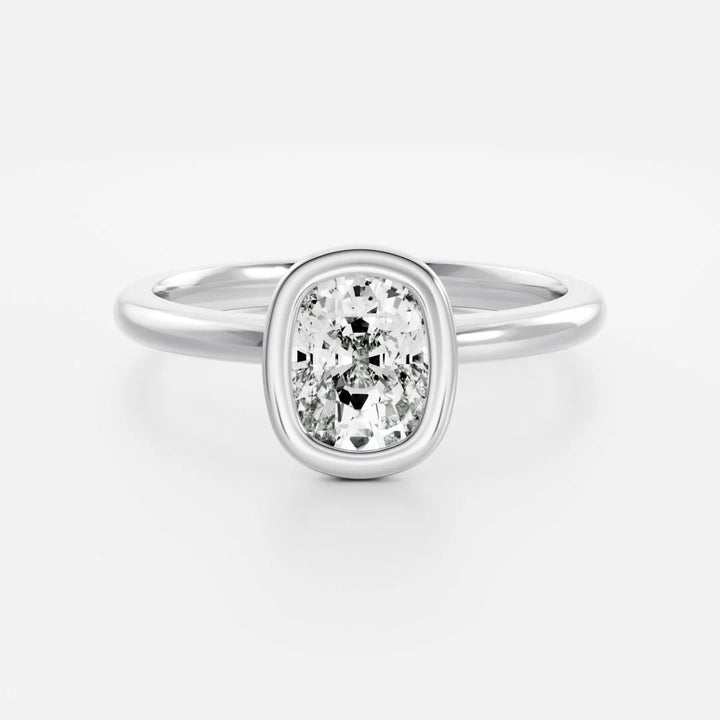 1.5 carat cushion diamond engagement ring IGI certified bezel lab grown USA