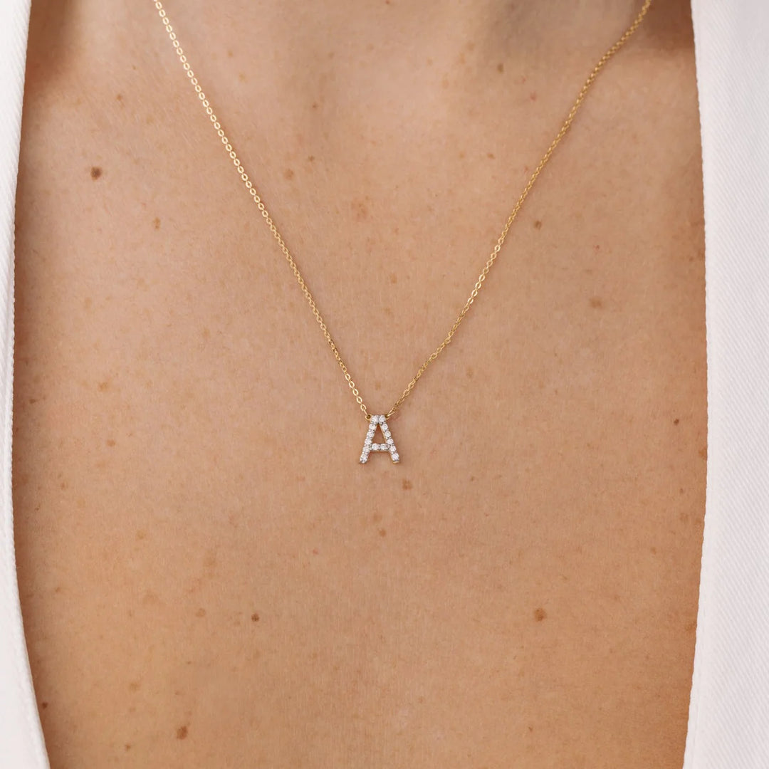 Lab Grown Diamond Initial Pendant A-F Diamond Necklace