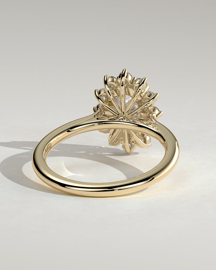 lab grown oval halo engagement ring