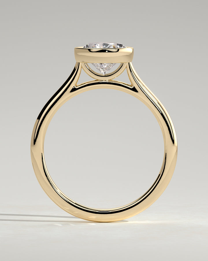 IGI certified pear bezel engagement ring cathedral solitaire