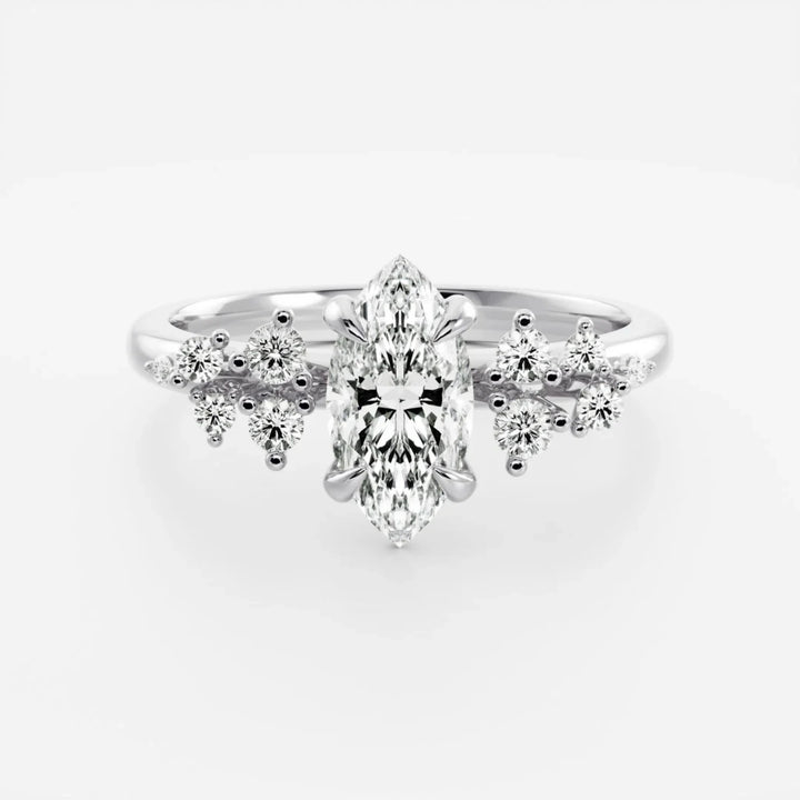 2 carat marquise diamond engagement ring cluster style lab grown USA