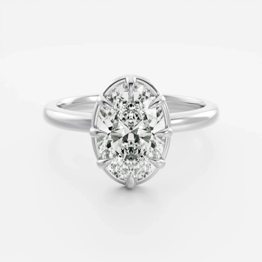 2 carat oval diamond engagement ring IGI certified bezel lab grown USA