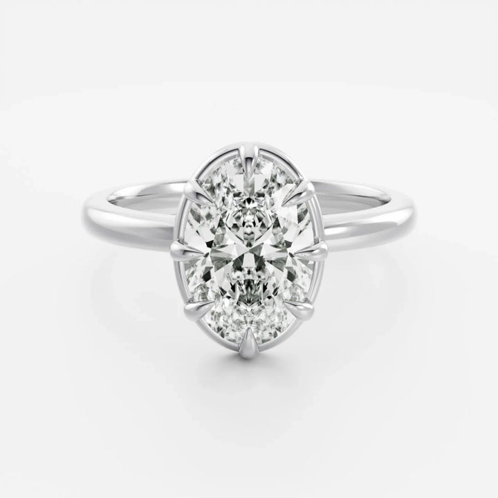 2 carat oval diamond engagement ring IGI certified bezel lab grown USA