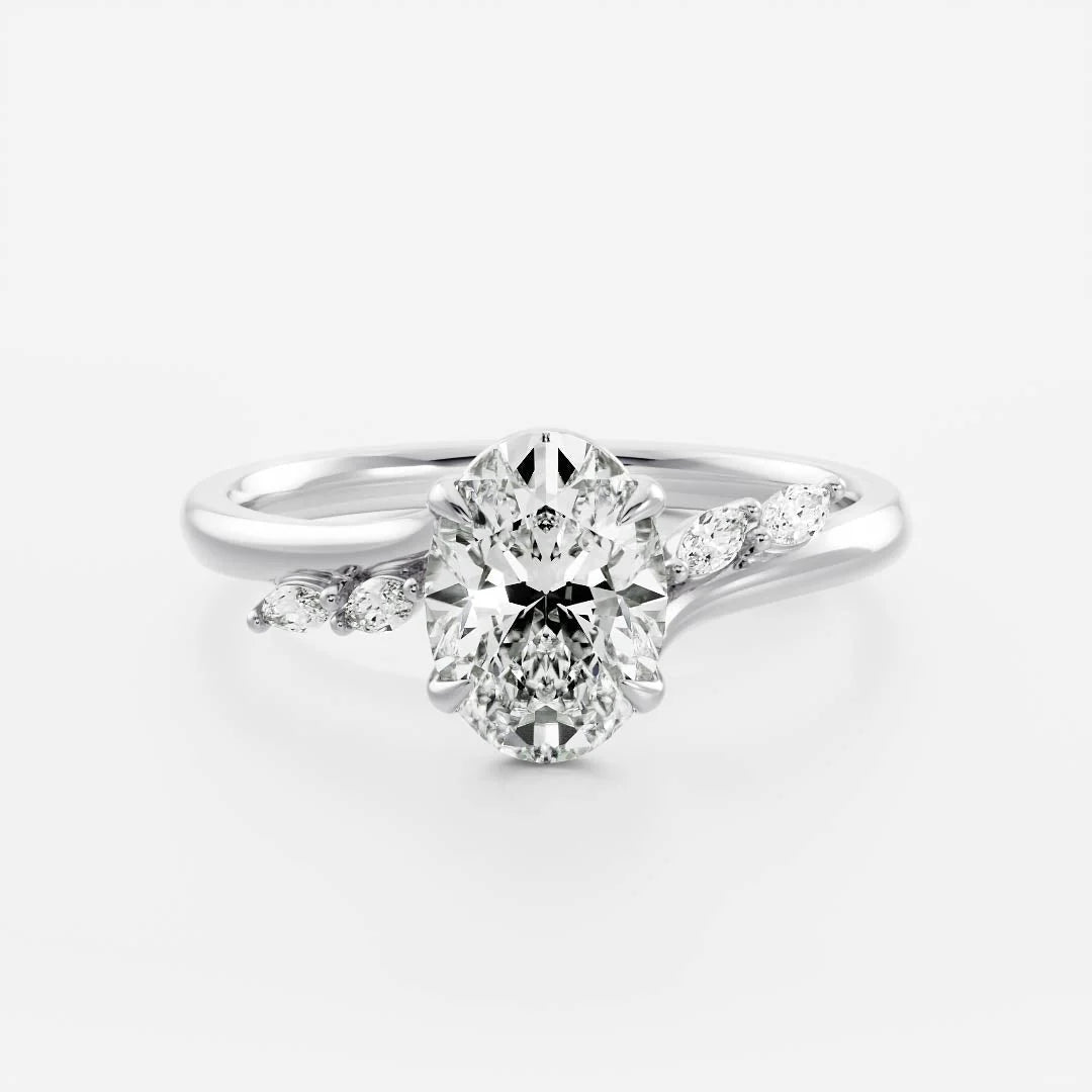2 carat oval diamond engagement ring cluster style lab grown USA