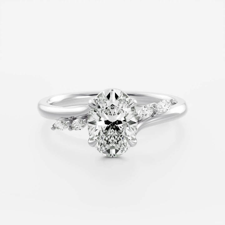 2 carat oval diamond engagement ring cluster style lab grown USA