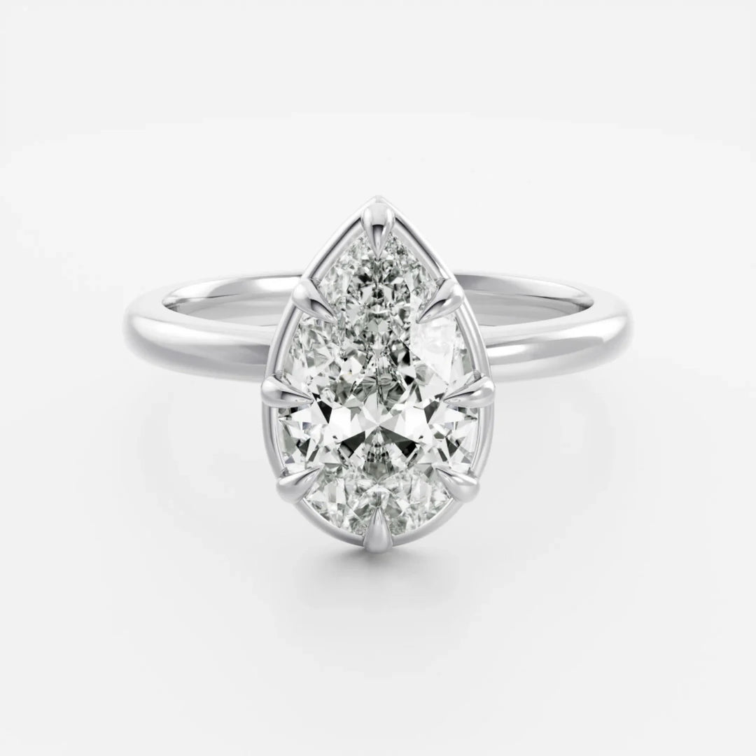 2 carat pear diamond engagement ring IGI certified bezel lab grown USA