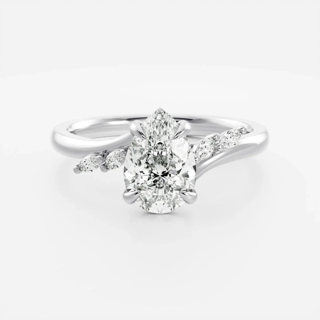 2 carat pear diamond engagement ring cluster style lab grown USA