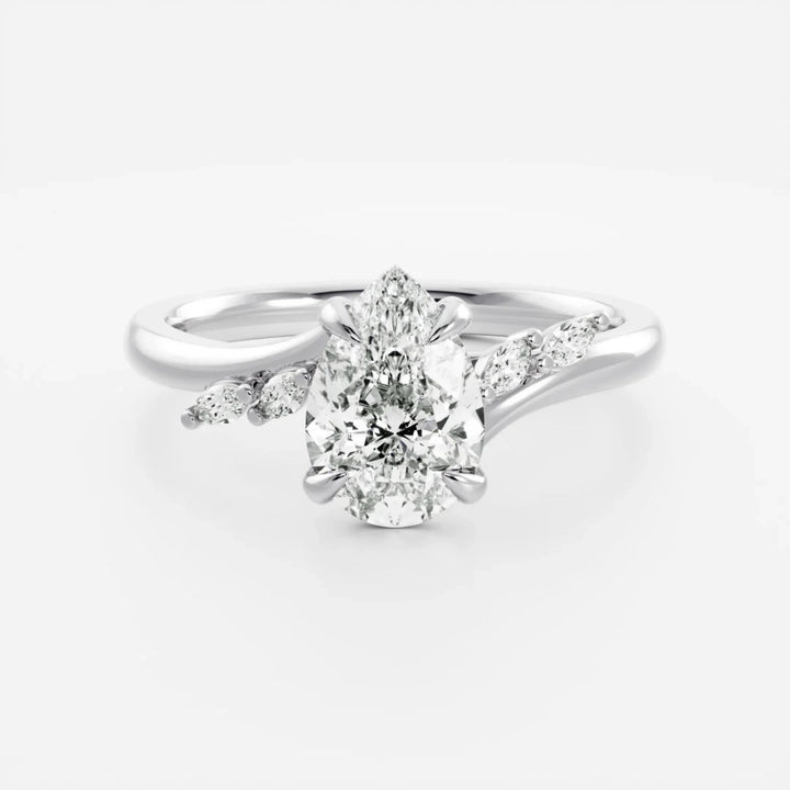 2 carat pear diamond engagement ring cluster style lab grown USA