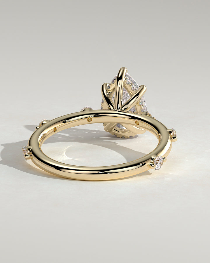 lab grown pear diamond engagement ring CVD hidden halo design