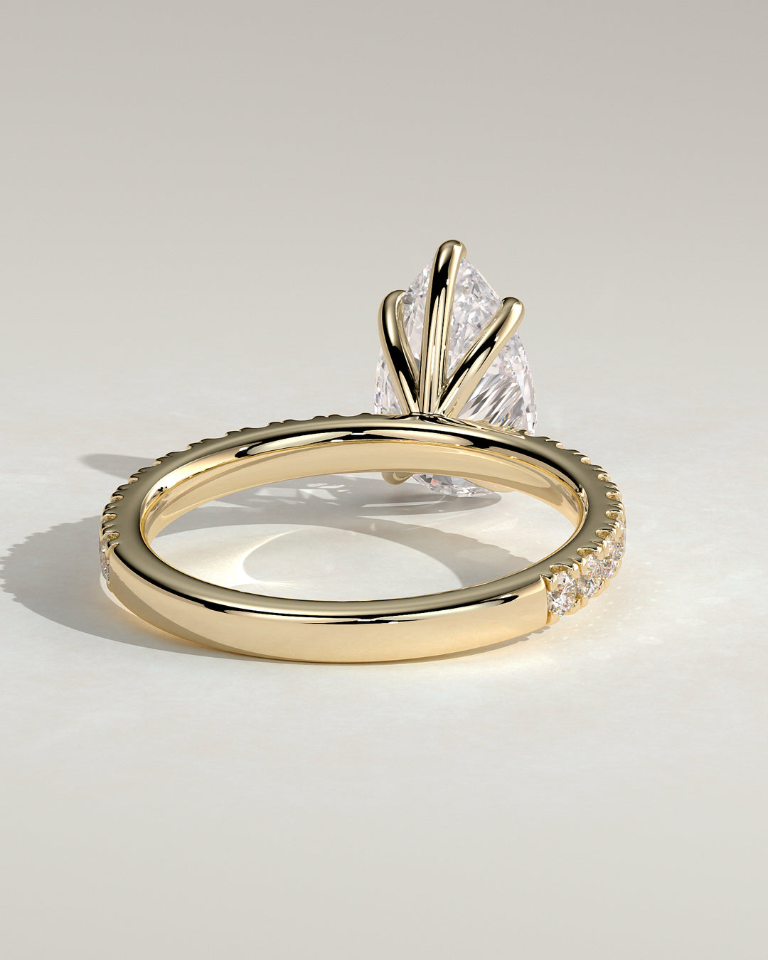 lab grown pear engagement ring pavé halo style USA