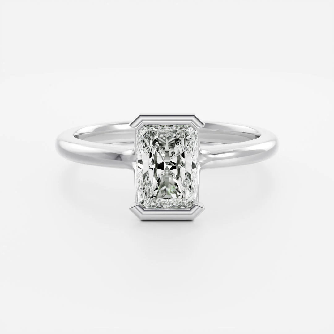 2 carat radiant diamond engagement ring IGI certified half bezel lab grown USA