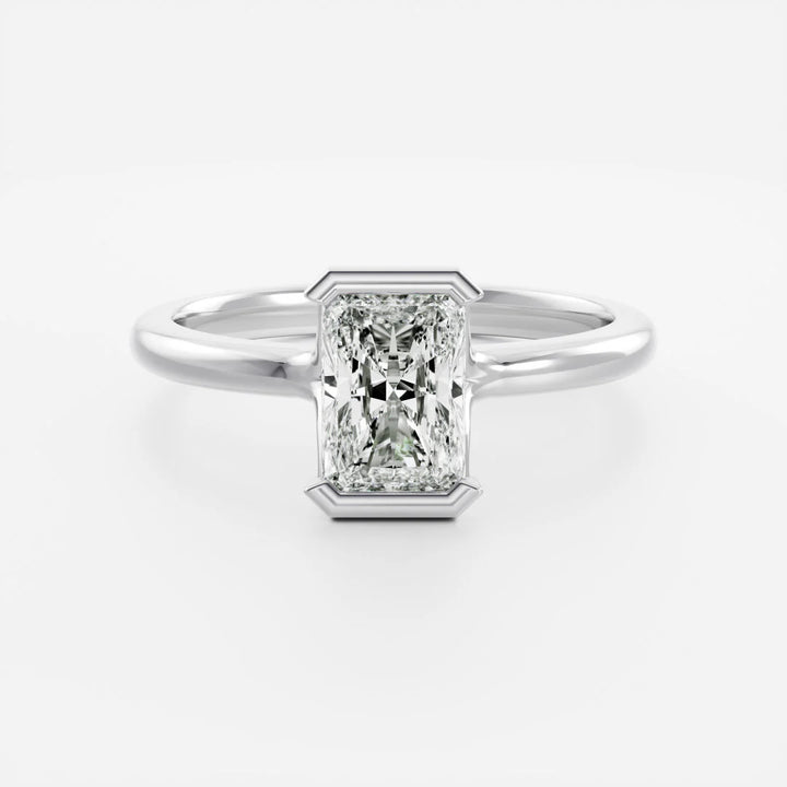 2 carat radiant diamond engagement ring IGI certified half bezel lab grown USA