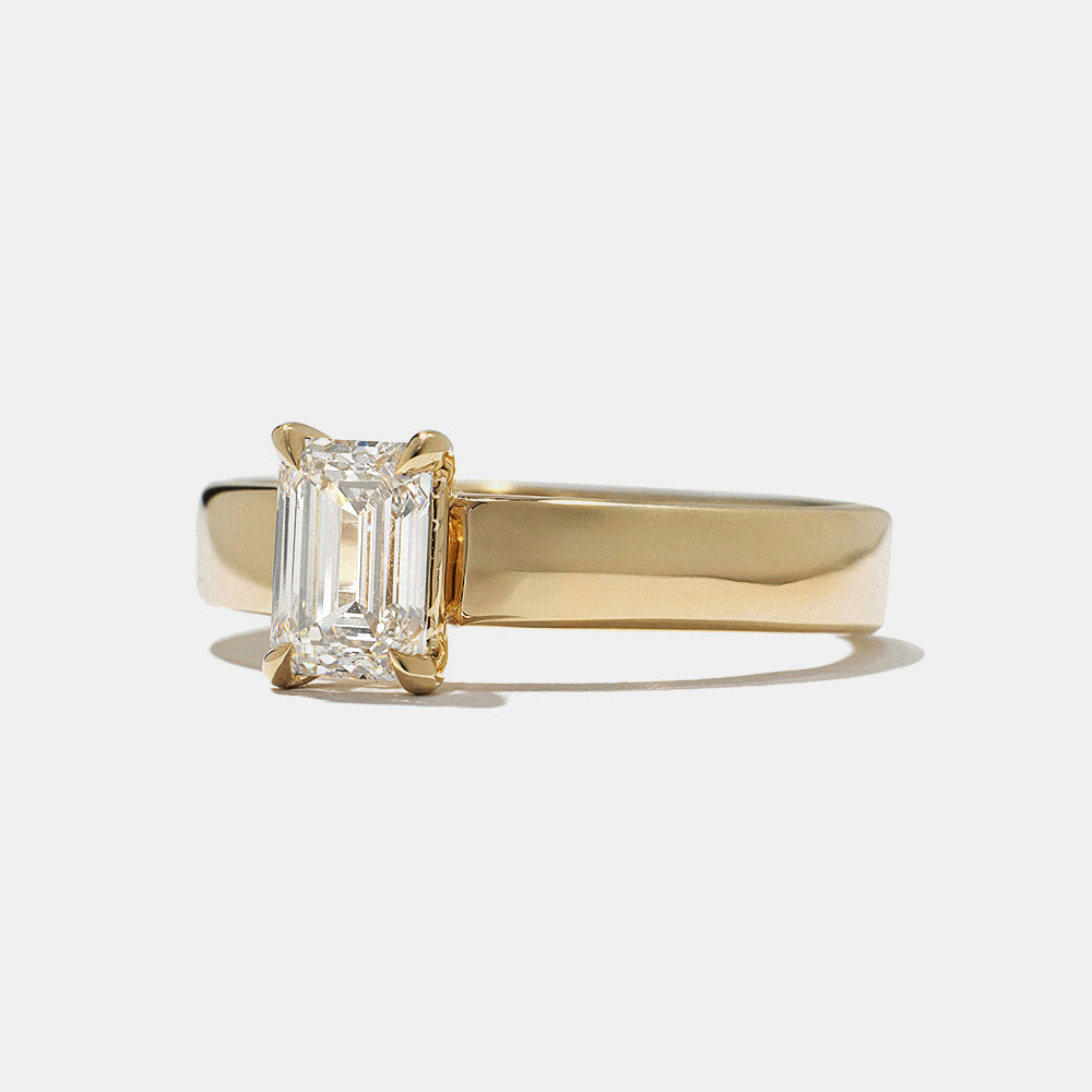0.75CT Emerald Cut E/VS1 CVD Diamond Solitaire Engagement Ring