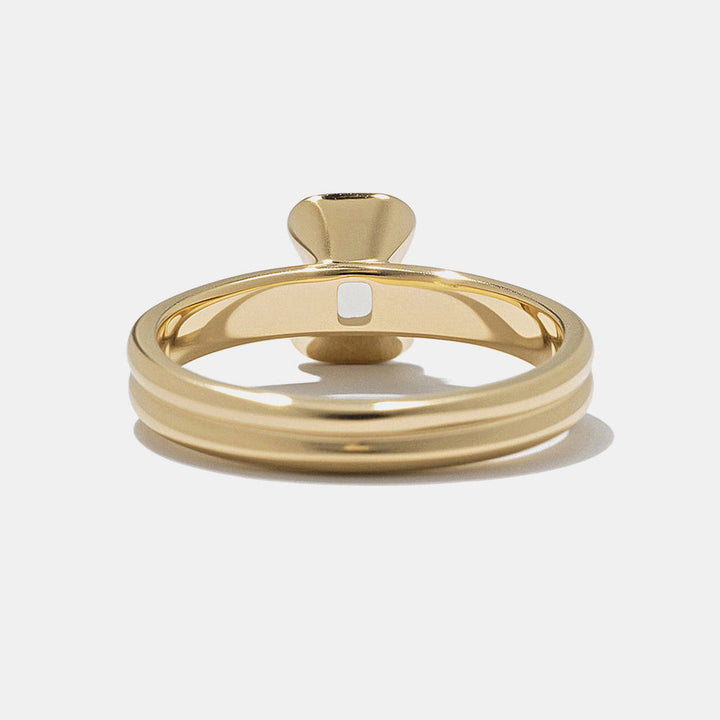 0.75CT Half Bezel Set Emerald Cut E/VS1 Lab Grown Diamond Solitaire Engagement Ring