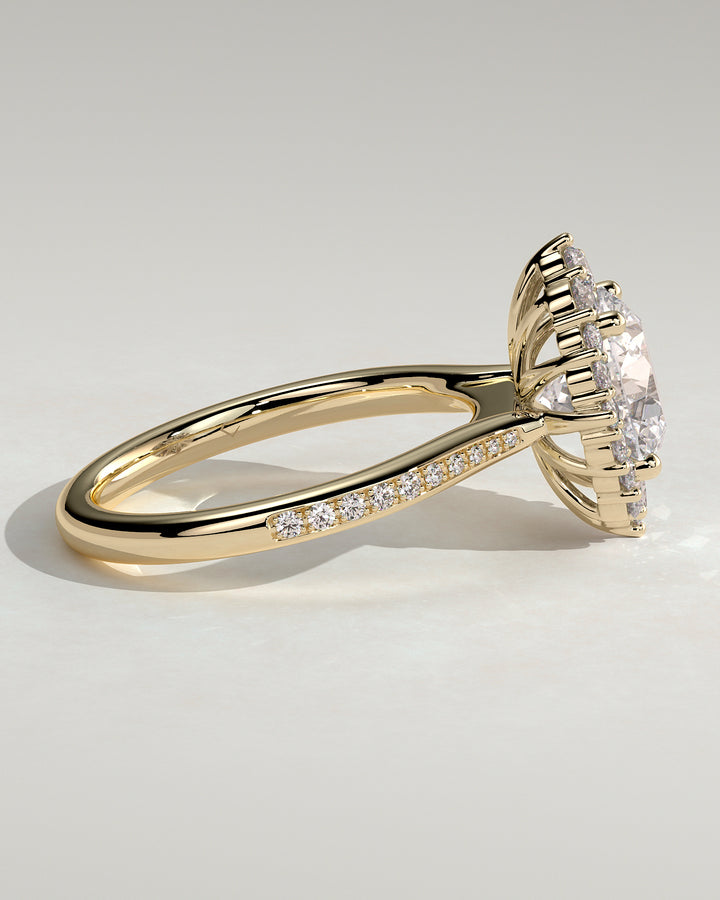 bead set diamond engagement ring