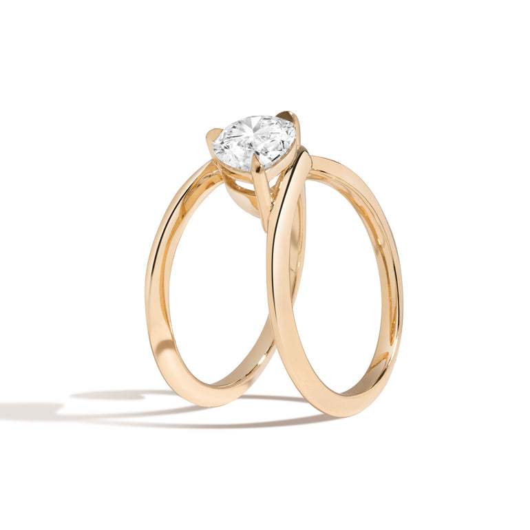 Pear Cut Lab Diamond Engagement Ring