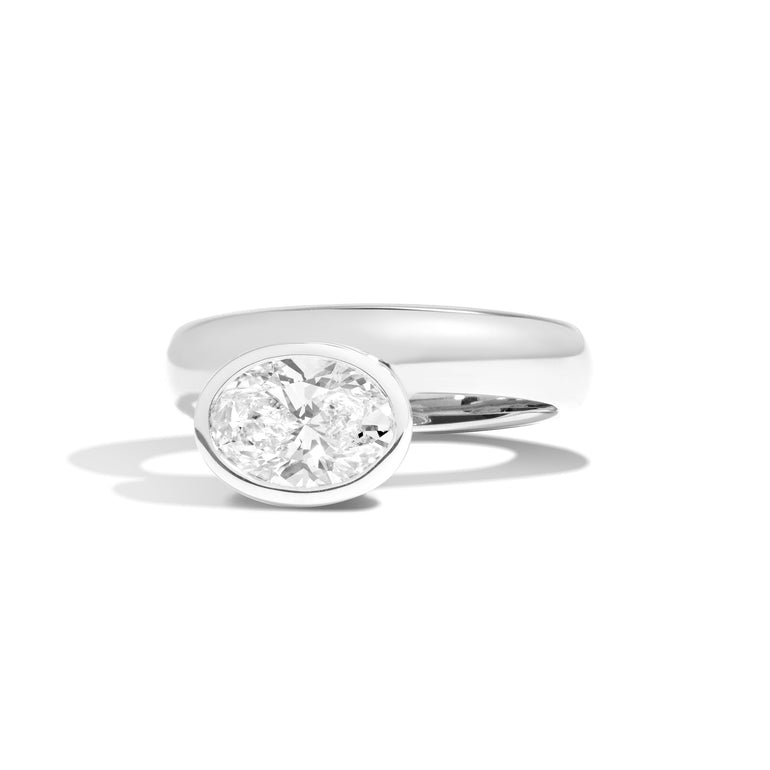 Oval Bezel Engagement Ring Lab Diamond