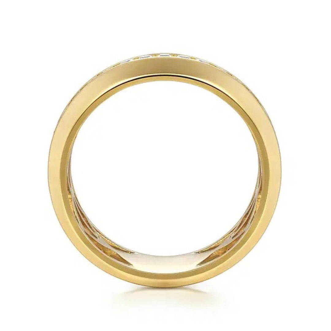 14K Yellow Gold Princess Lab Grown Diamond Men's Wedding Ring