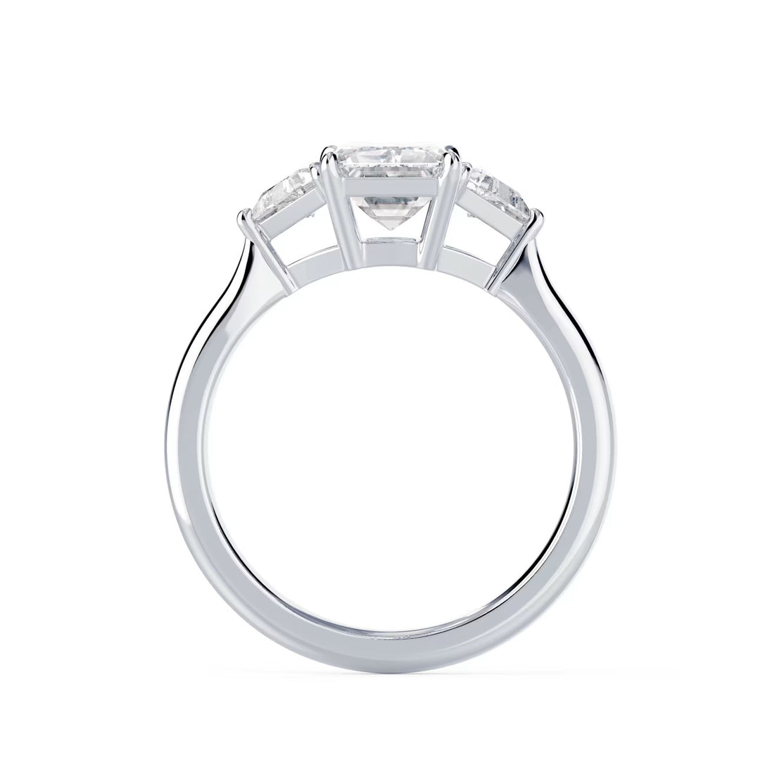 1.50CT Emerald Cut E/VS1 Lab Grown Diamond Three Stone Engagement Rings